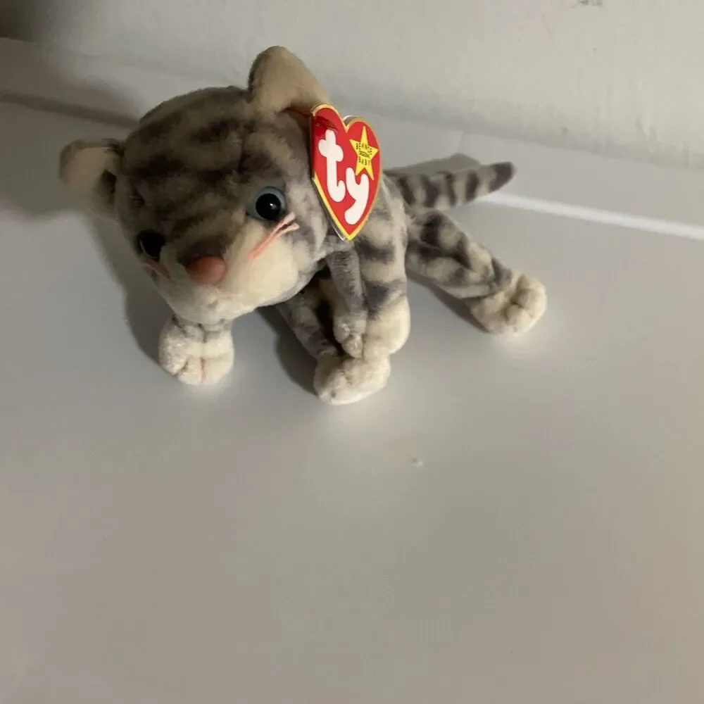 TY BEANIE BABY SILVER THE CAT 1999 PE FILLED PLUSH TOY NWT